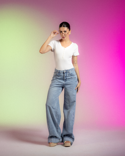 Straight Jeans turn up cuff
