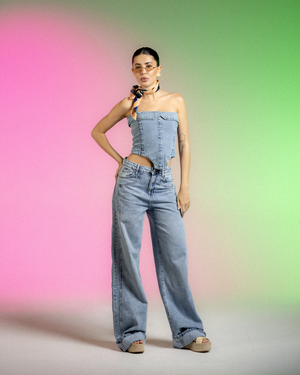 Straight Jeans turn up cuff