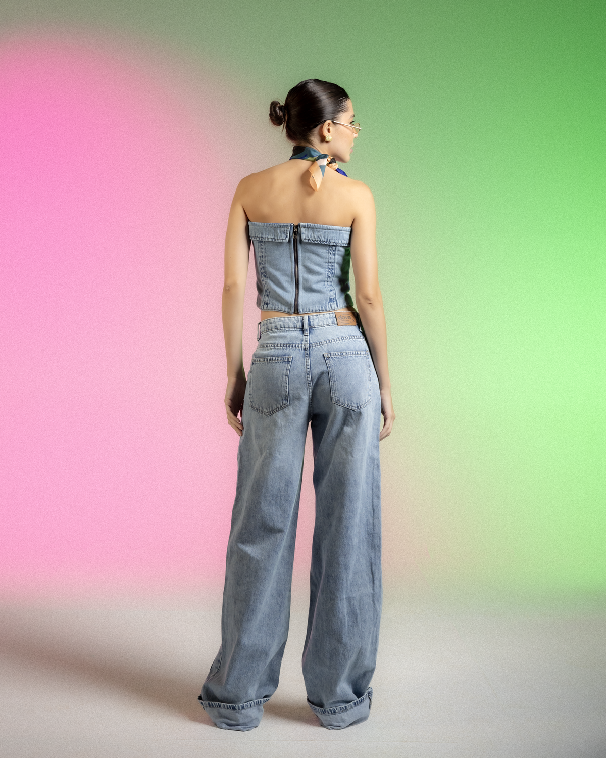 Straight Jeans turn up cuff