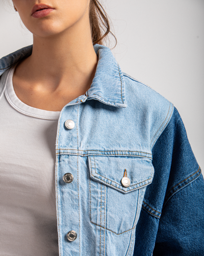 Contrast Sleeve Denim Jacket