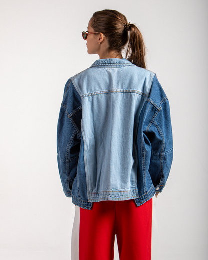 Contrast Sleeve Denim Jacket